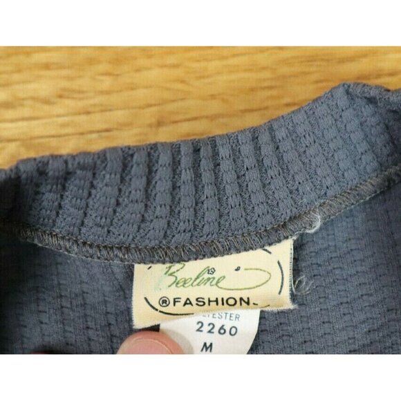 VINTAGE 70s WOMEN'S GRAY V-NECK TANK TOP - BEELINE FASHION - SIZE M - FLAWED - Picture 5 of 9